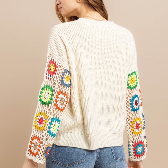 51 Granny Square Crochet Sleeve Sweater - Picture 5 of 6